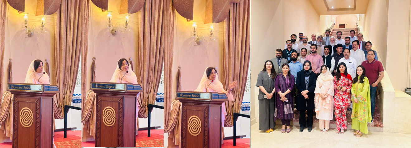 Prof. Dr.  Rubina Mushtaq, Vice Chancellor SBKWU at the Balochistan Consultative Workshop on "Water Resource Assessment Guidelines for Pakistan" being a group leader delivering speech at the event held at Islamabad (17/6/2025)