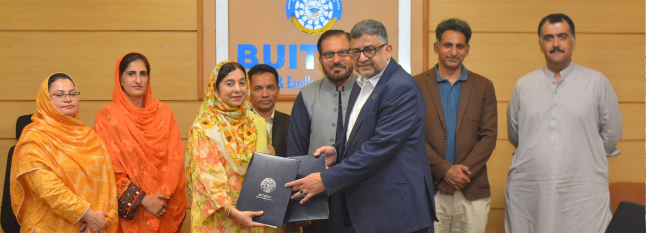 Sardar Bahadur Khan Women’s University (SBKWU) has signed (MoU)  with Balochistan University of Information Technology, Engineering and Management Sciences (BUITEMS). The event marks an important step toward strengthening academic collaboration, research development, and institutional partnerships between the two esteemed universities.